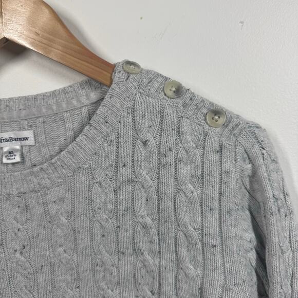 Croft & Barrow Sweater Women XL Gray Speckled Crew Neck Cable Knit Cotton Fall - Picture 3 of 8